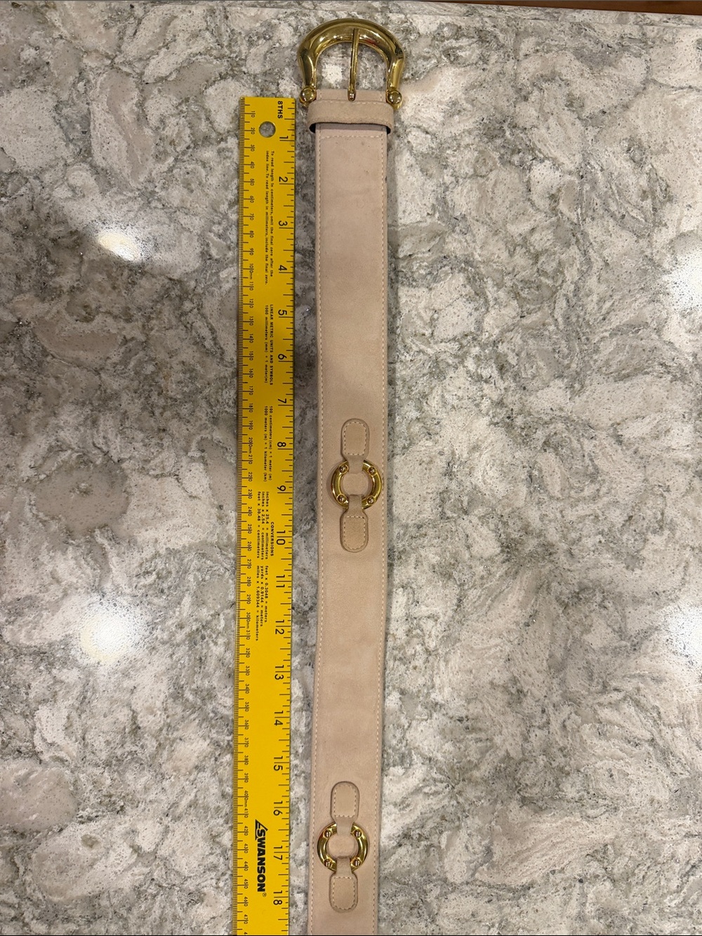 Escada Nude Suede Belt with Gold Hardware